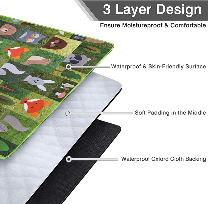 Extra Large Picnic Blankets Waterproof Foldable (60"x 80") Boho Beach Blanket Waterproof Sandproof,3-Layer Thicking Mat Outdoor Packable Camping Blanket