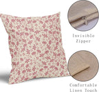 Light Pink Floral Pillow Covers 18x18 Set of 2 Vintage Rustic Old Style Cute Small Flower Pink Cream Print Decorative Outdoor Pillowcases Farmhouse Throw Cushion Case Decor for Couch Sofa Bed