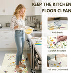 Flower Rugs for Kitchen Floor, ButterflyFloral Anti Fatigue Mats for Kitchen Floor Non Slip, 2PCS Rubber Kitchen Mat, Washable Cushioned Runner Carpet Rug for Sink Laundry 15.7"×27.5" +15.7"×47" 3.5mm