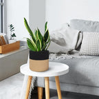 Wicker Plant Basket Indoor, 8"x8"x8" Jute Spliced Cotton Rope Basket Planter up to 7" Pot, Modern Woven Flower Tree Pots Cover, Small Floor Indoor Planters, Home Decor Storage Bin
