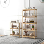 Bamboo Shelf,Bamboo Shelf Stand Utility Storage Shelf Multifunctional Bathroom Kitchen Living Room Holder Plant Flower Stand (5-Tier)