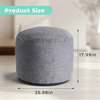 Dual-Size Corduroy Ottoman with Hidden Zipper – Ergonomic Memory Foam Footrest Poufs for Office Desks, Couches & Delicate Floors,Dark Gray 26"x 18"