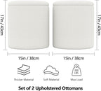 Ottoman Poufs with Storage, Set of 2 Soft Upholstered Vanity Stool,Multifunctional Ottomans Coffee Table Padded Seat Foot Rest for Living（White, Pack of 2）