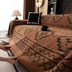 ROOMLIFE Brown Couch Cover 3 Cushion Sofa, Washable Non Slip Furniture Sofa Protector Cover, Soft Chenille Sofa Slipcovers Sectional L Shape Dogs Couch Cover Throw Blanket with Tassels 71''X134''