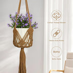 Hanging Planter with Patterns,2Pcs Macrame Plant Holder Rope with S Shaped Hooks,Indoor Macrame for up to 8 inch Pot Crochet,Boho Plant Hanger Holder for Indoor Outdoor