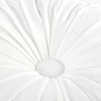 HIG Set of 2 Decorative Round Pleated Throw Pillows, Classy Accent Pumpkin Throw Pillows with Center Button, Vintage Velvet Floor Pillows for Sofa Vanity Chair Bed, White, 14.5" Diameter(Ripple)