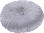 HLOVME Round Pillow Cushion for Couch Velvet Decorative Small Throw Pillow Solid Color for Living Room Bed Floor 13.7”, Light Gray