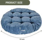 Large Floor Pillow for Adults, 22x22" Memory Foam Floor Cushion with Corduroy Cover, Round Floor Sitting Cushions for Meditation, Lounge,Seating for Yoga, Tatami Living Room (2, Round-Navy Blue)