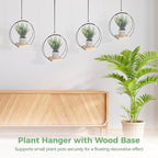 4 PCS Hanging Planters with Wood Base for Indoor Plants, Modern Boho Macrame Plant Hanger for Indoor Outdoor Window Wall Ceiling Home Decoration, with Hooks