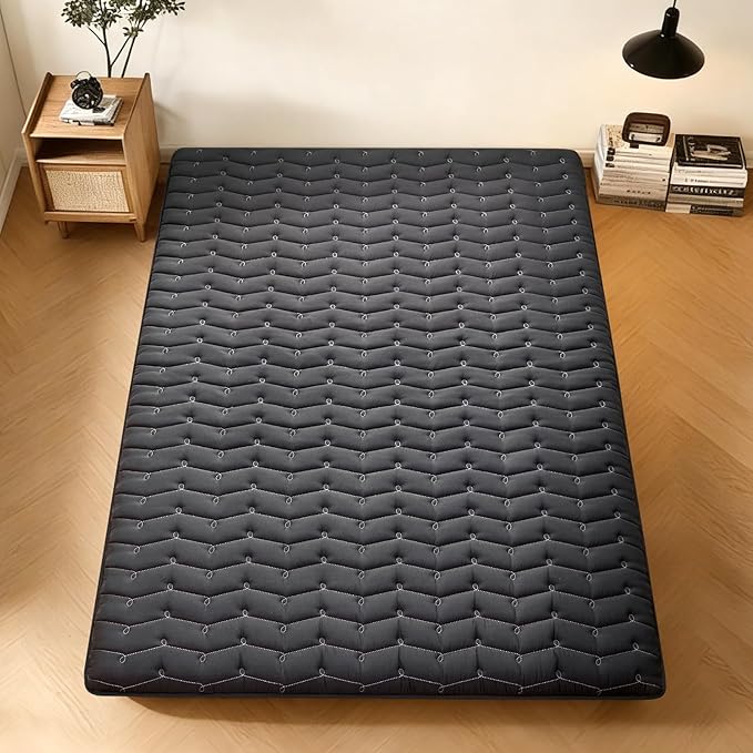 Premium Foam 3.2" Thick Japanese Futon Floor Mattress - Full Size 54"x80" 100% High-Density Foam,Comfortable Sleeping Pad,Tatami Mat for Dorm,Bedroom or Guest Room，Boys Girls Dormitory Pads(Black)