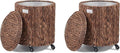 Wimarsbon 2Pcs Pouf Ottomans, Natural Seagrass Foot Stool, Hand Weaving Round Ottoman, Boho Decorative Seat, Jute Braided Pouffe Poof Accent Sitting Footrest (Storage Black Water Hyacinth)