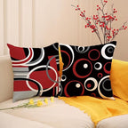 Red and Black Throw Pillow Covers 18x18 Set of 4,Grey Modern Abstract Pillowcases,Gray Geometric Circle Pattern Decor for Sofa Couch Living Room Bedroom Home Outdoor