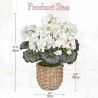 Briful Artificial White Geranium Flowers in Woven Basket, 11’’ Tall Silk Flower Arrangement, Realistic Geraniums Artificial Outdoor Plants for Home Indoor Farmhouse Table Wedding Centerpiece Decor