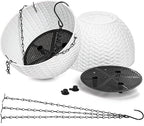 Foraineam 4 Pack 8.2 inch Self-Watering Hanging Planters, Garden Flower Plant Pot Container, Hanging Basket Planter with Drainer and Chain for Indoor Outdoor Use, White