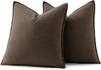 MIULEE Decorative Linen Pillow Covers 18x18 Inch Dark Coffee Chocolate Boho Farmhouse Neutral Winter Couch Throw Pillows for Bed Pack of 2 Accent Modern Pillowcase Sofa Livingroom Home Decor