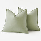 MIULEE Decorative Linen Pillow Covers 18x18 Inch Light Green Boho Farmhouse Neutral Spring Couch Throw Pillows for Bed Pack of 2 Accent Modern Pillowcase Summer Sofa Livingroom Home Decor