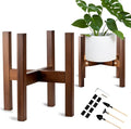Adjustable Bamboo Plant Stand for Indoor Plants, Holder Rack Fits 8"-12" Pots for Living Room, Bedroom, Corner - Space Saving Shelf (Pot & Plant Not Included) (brown)