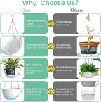 Set of 3-10 Inch Self Watering Hanging Planters for Indoor Outdoor，Hanging Plant Pots with Drainage & Removable Tray, Hanging Pots for Pothos Plant, Spider Plants, Ferns, Balcony & Patio, White