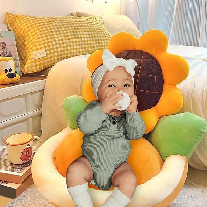 Ditucu Sunflower Shape Chair Pillow Cute Seat Cushion 19 x 18 inch Comfy Lazy Sofa Floor Pillows Dorm Seating for Childs Adults for Bedroom Decor