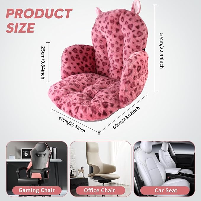Comfy Office Chair Cushion: 17.5" L x 17.5" W x 18" H Cute Seat Cushion Kawaii Cushion for Gaming Chair with Backrest Non-Slip Floor Seating for Adults and Pets Pink Stuff for Room Decor