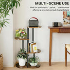 Tiered Plant Stand Indoor, Tall 4 Tier 5 Potted Wooden Plant Shelf for Multiple Flower Plants, Multi Corner Metal Plant Holder Indoor for Patio Garden Patent Design Living Room Balcony Bedroom, Rustic Brown
