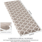 WISELIFE Anti Fatigue Floor Mat - 4/5 Inch Thick Kitchen Mat Non Slip Waterproof Heavy Duty Ergonomic Comfort Mat Durable for Home, Office, Sink, Laundry,(22" x 54", Khaki)