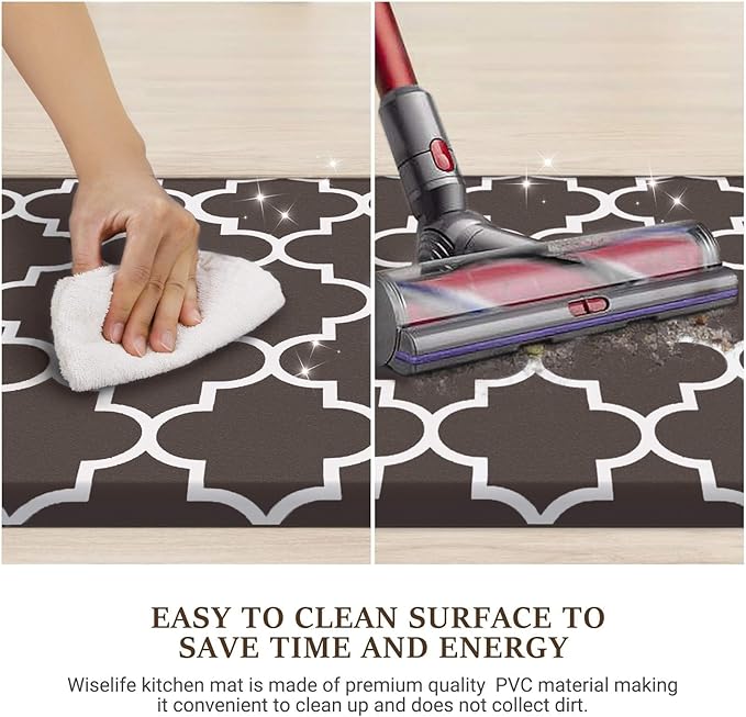 WISELIFE Anti Fatigue Floor Mat - 4/5 Inch Thick Kitchen Mat Non Slip Waterproof Heavy Duty Ergonomic Comfort Mat Durable for Home, Office, Sink, Laundry,(22" x 72", Chocolate)