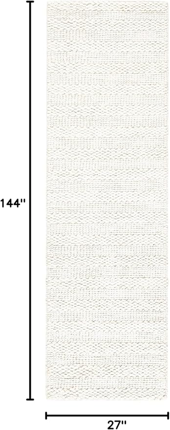 SAFAVIEH Natural Fiber Collection Runner Rug - 2'3" x 12', Bleach, Handmade Jute, Braided Woven Design, Ideal for Living Room, Bedroom (NF212D)