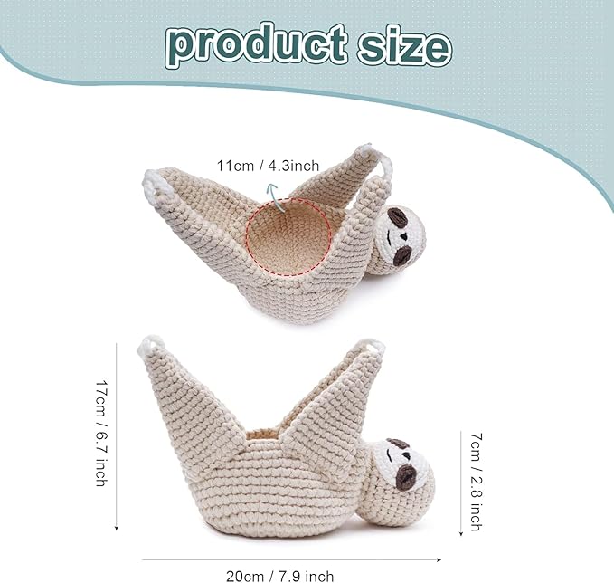 2Pcs Macrame Plant Hanger Crochet Sloth Hanging Planter Sloth Gifts,5 Inch Animal Wall Hanging Plant Holder for Plant Sloth Lovers, Home Decor Indoor Outdoor Plants Succulent Gifts (2)