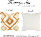 Merrycolor Boho Throw Pillow Covers 18x18 Orange Woven Tufted Decorative Pillow Covers Modern Accent Bohemian Square Pillow Cases for Couch Sofa Bedroom Living Room (No Pillow Insert,1Pcs)