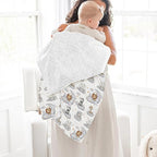 Sleepy Safari Baby Blankets for Girl Boy Lion Elephant Hippo Giraffe Moon Clouds Stars Soft Mink Dotted Backing Double Layer Swaddle Blanket African Jungle Animal Bed Throw for Newborn Toddler 30x40