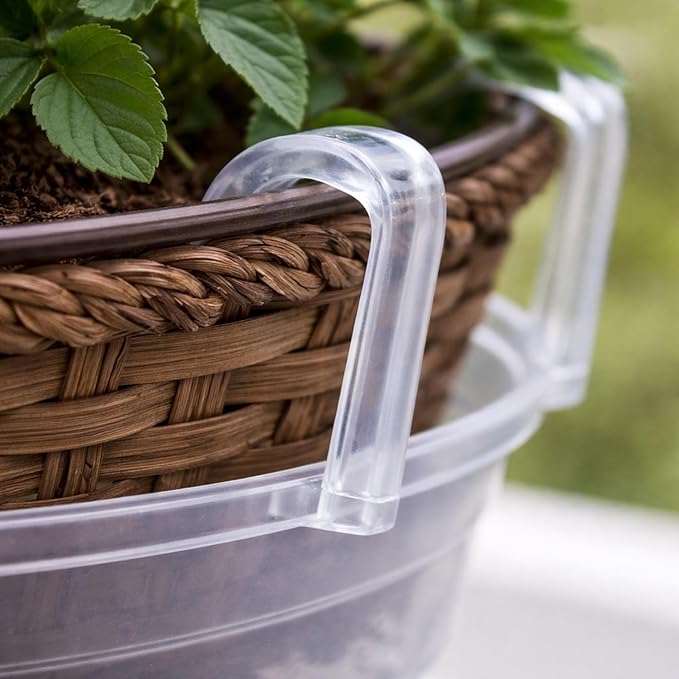 Curtis Wagner Plastics Hanging Basket Drip Pans (5-Pack) | Clear, Round (Diameter = 6.25" Base, 8" Top, 3.5" Depth) Hanging Plant Tray Saucer with Built-in Hooks & Water Catcher for Indoor & Outdoor