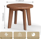 Wooden Step Stools for Kids,Small Portable Wood Stepping Stools Bamboo Shower Stool for Adults Sturdy Non-Slip Bench 300 lbs in Office Bathroom Kitchen Plant Stand 10inch (Round)