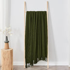 inhand Knitted Throw Blankets for Couch and Bed, Soft Cozy Knit Blanket with Tassel, Dark Green Lightweight Decorative Blankets and Throws, Farmhouse Warm Woven Blanket for Men and Women, 50"x60"