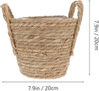 Zerodeko Seagrass Planter Basket Straw Plant Baskets Woven Basket Flower Plant Pot Wicker Plant Containers with Plastic Liner for Indoor Plants Laundry Room 20cm