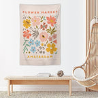 Chordity Danish Pastel Botanical Flower Market Aesthetic Floral Plants Tapestries Wall Hanging Tapestry Decorative Flag For Home Decor Living Room College Dorm Bedroom Banner Poster 40 * 60 Inch