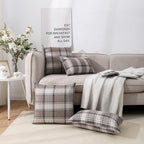 CARRIE HOME Brown Tartan Plaid Lumbar Pillow Cover 12x20 Set of 2 Farmhouse Buffalo Plaid Brown Striped Lumbar Throw Pillow Cover for Living Room Couch Sofa