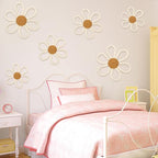 Barydat 6 Pcs Boho Nursery Decor Daisy Flower Woven Macrame Wall Hanging 3 Size Daisy Flower Wall Decor Bohemian Nursery Decorations for Home Dorm Art(White)