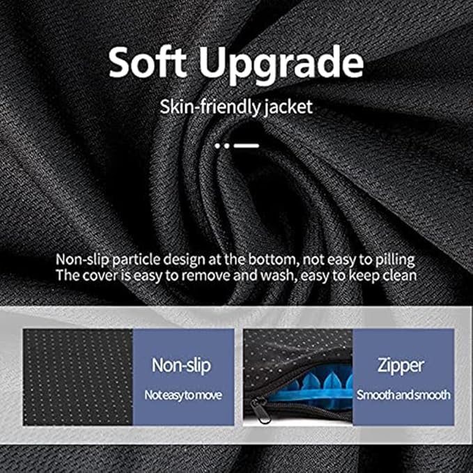 Gel Seat Cushion for Long Sitting, Extra Thick Gel Cushion for Wheelchair Soft Chair Pads Cushions for Office Home Chairs Car Seats Long Trips - Back Sciatica Hip Tailbone Pain Relief Cushion (Blue)