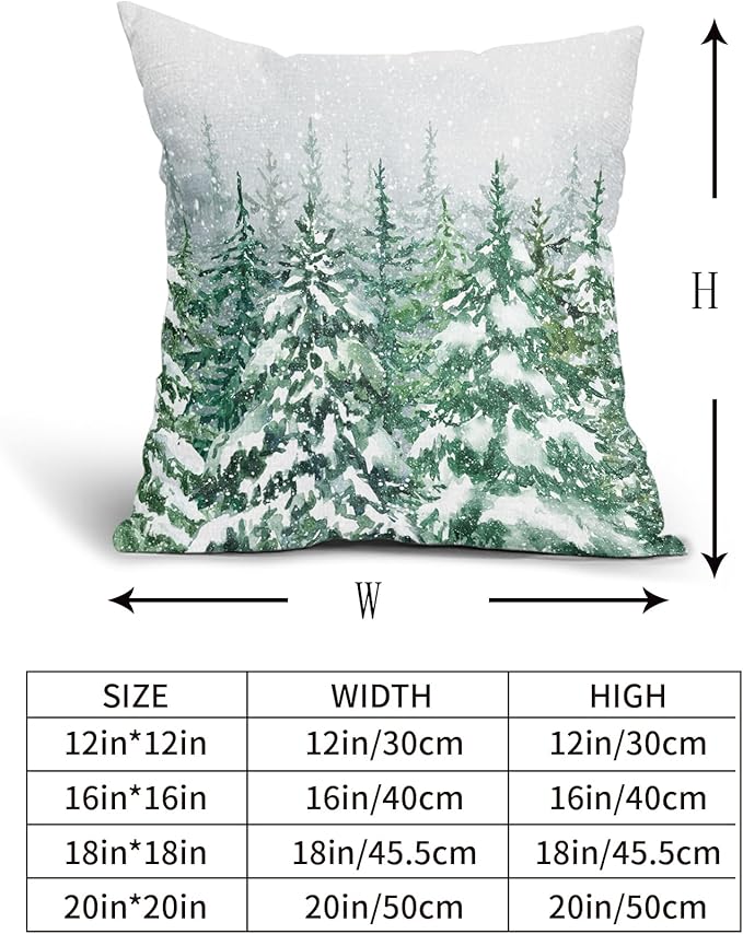 Kawani Green Pine Tree Pillow Covers 18X18 Inch Winter Forest Snowflake Decorative Pillow Cases Set of 2 Christmas Holiday Throw Pillows for Cushion Sofa Couch Outdoor
