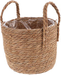 Zerodeko Flower Vase Seagrass Planter Basket Straw Plant Baskets Woven Basket Flower Plant Pot Wicker Plant Containers with Plastic Liner for Indoor Plants Laundry Room 25cm Grocery Basket