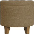 Homepop Home Decor | Upholstered Round Velvet Tufted Foot Rest Ottoman | Ottoman with Storage for Living Room & Bedroom | Decorative Home Furniture, Mocha Velvet