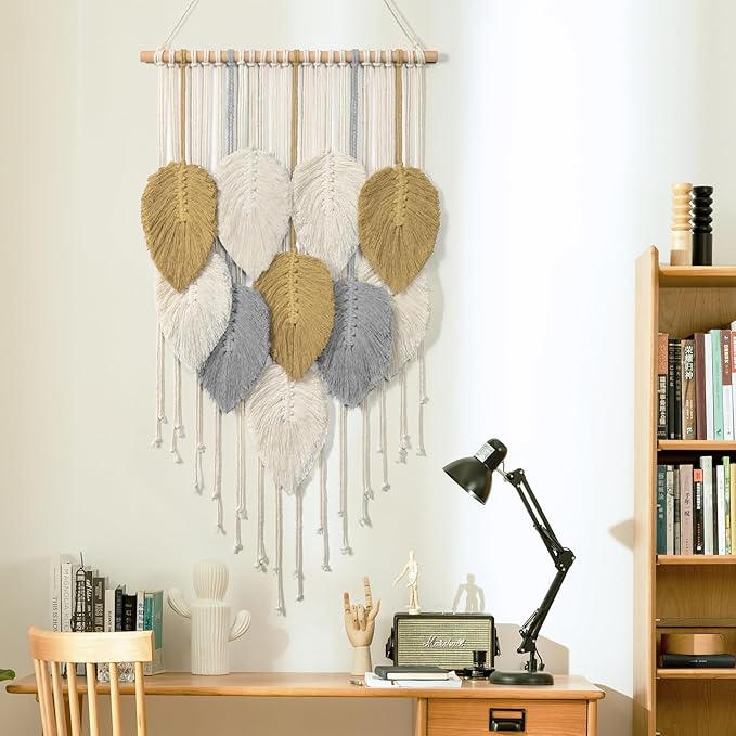 LOMOHOO Macrame Wall Hanging,Boho Home Decor,Bohemian Woven Decoration for Bedroom Living Room Apartment Dorm Gallery Perfect Handmade Gift Ideas 16.5" W x 30.7" L