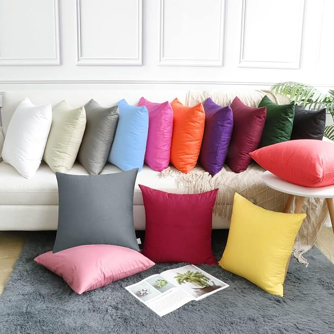 4-Pack 100% Cotton Comfortable Solid Decorative Throw Pillow Case Square Cushion Cover Pillowcase Sublimation Blank Pillow Covers(Cover Only,No Insert) (26x26 inch/ 66x66cm, Dark Grey)