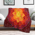Red Mandala Throw Blanket Bright Circular Ethnic Pattern Native Indian Ornament Blanket for Sofa Bed Couch Chair Or Dorm 40"x50"