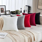 MIULEE Red Velvet Throw Pillow Covers 18x18 Soft Decorative Solid Square Cushion Cases Pack of 2 Modern Luxury Home Decor for Couch, Sofa, Bedroom