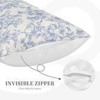 Baby Blue Pillow Covers 12x20 Inch Set of 2 Blue and Cream Floral Chinoiserie Throw Pillows Vintage Rustic Toile Flower Decorative Pillowcase Outdoor Lumbar Cushion Case for Couch Sofa Decor