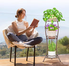 LASZOLA Bronze 3 Tier Tall Plant Stand for Indoor Outdoor, Large Multiple Level Flower Planter Holder Organizer Rack for Patio Office Bathroom Corner Floor, Sturdy Heavy Duty Metal, Vertical Display
