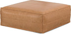 SIMPLIHOME Brody Extra Large Coffee Table Pouf - 36 inch Wide Upholstered Vegan Leather Square Ottoman in Distressed Brown, Boho Footstool, Coffee Table or Extra Seating for Living Room, Assembled