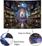 Heynvioo Mysterious Bookshelf Tapestry Galaxy Space Library Tapestry Fantasy Landscape Vintage Aesthetic Tapestries Book Decoration Wall Hanging Decor for Bedroom Home